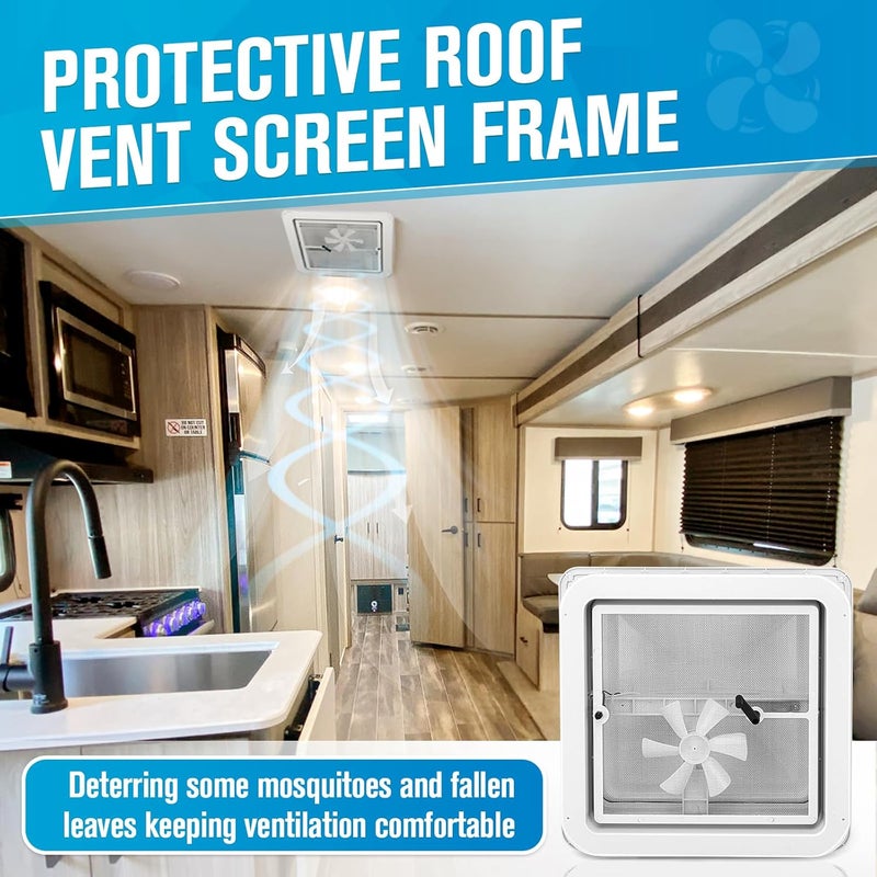 GDDGHS RV Vent Fan 14 Inch Trailer Roof Vent with 12V Fan, 14" x 14" RV Roof Vents for Trailer/Camper, Camper Vents with 6" Blades - Image 5